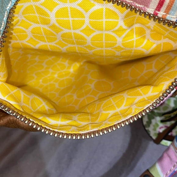 Vintage Fossil Handbag Tote Hobo Canvas Leather Trim Colorful Stripes ๐ - Picture 16 of 16